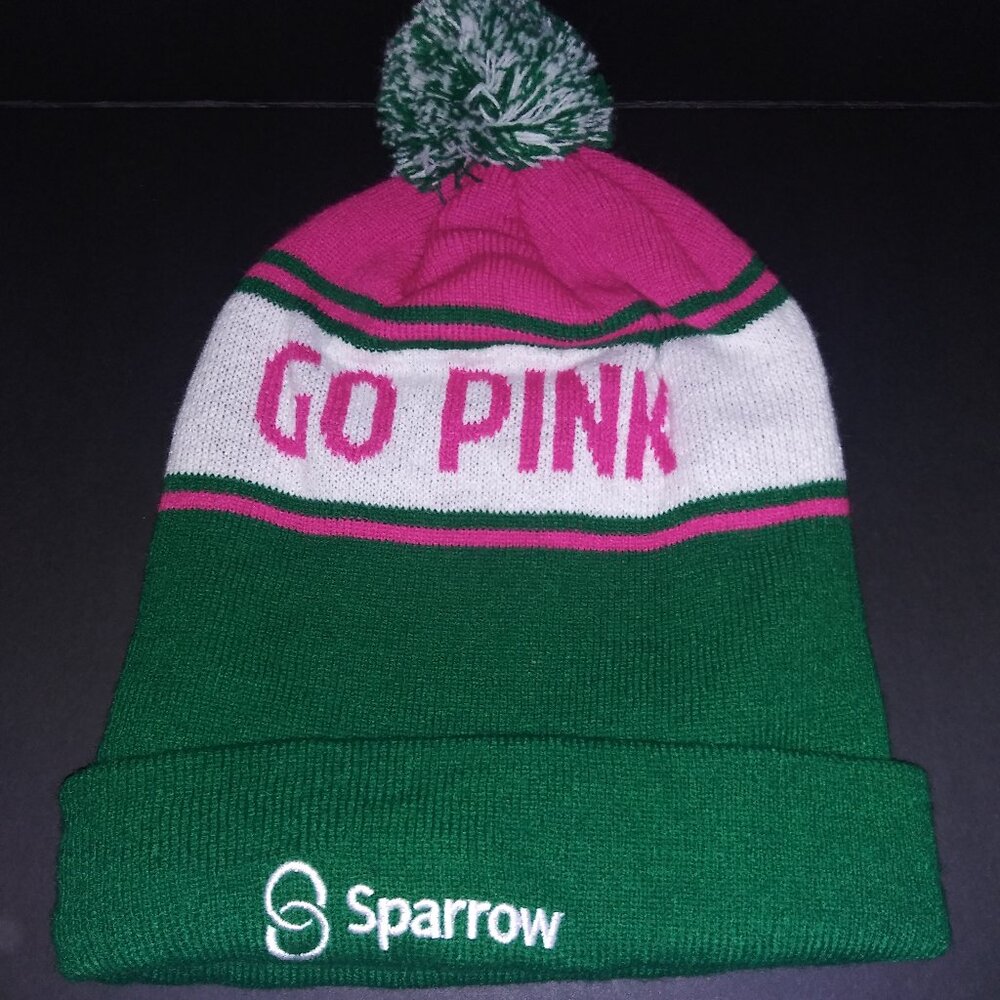 Go Pink -Go Green Sparrow Winter Pompom Hat Ruffneck One Size Fits All